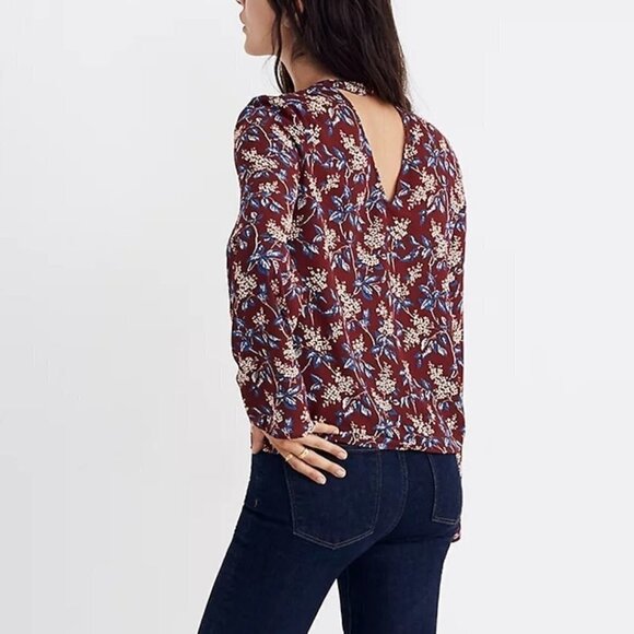 Madewell Bell Sleeve Tie Front Top Antique Flora M - Picture 6 of 13